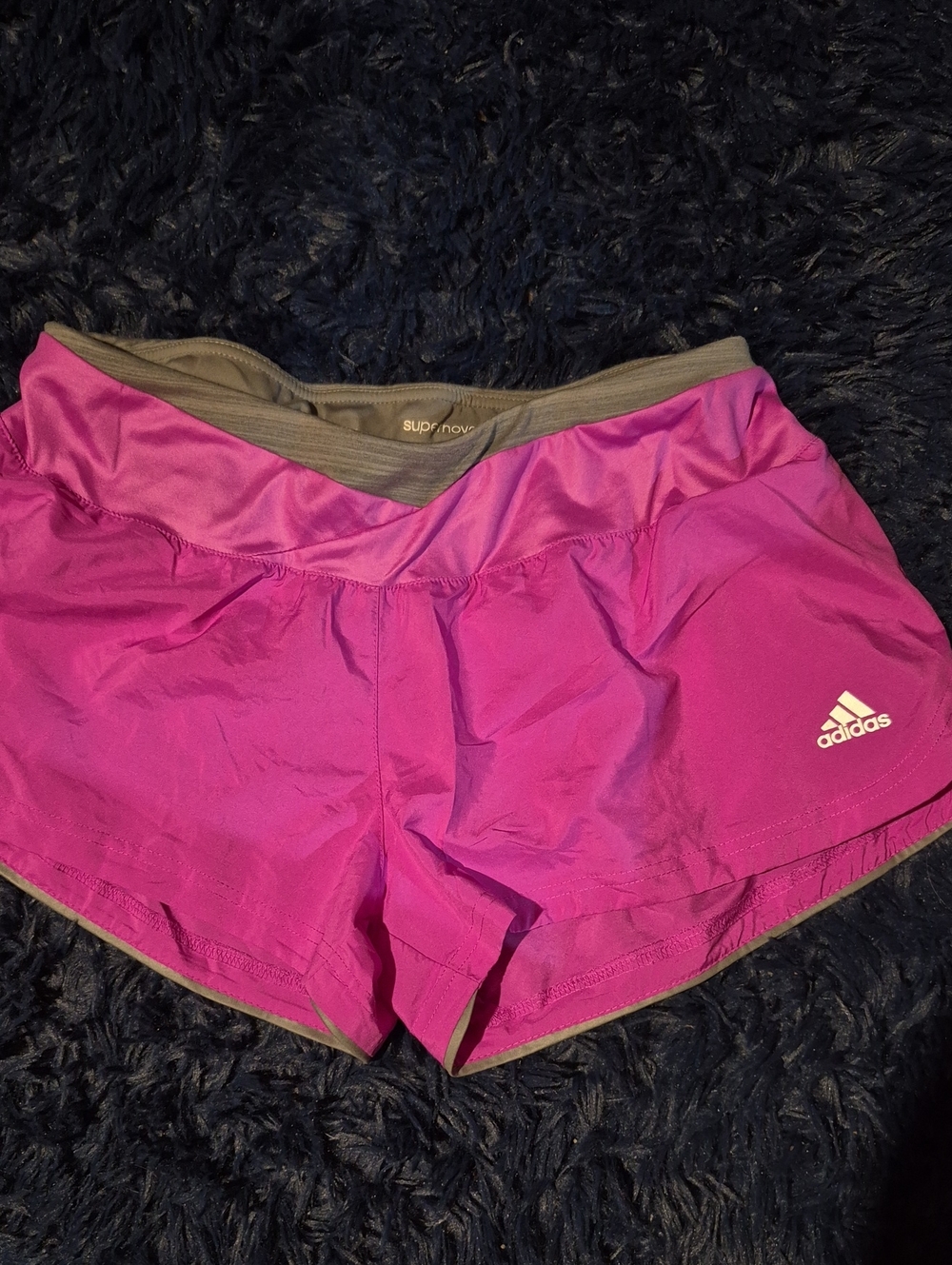 adidas Bright Pink Women's Athletic Shorts with Gray Trim